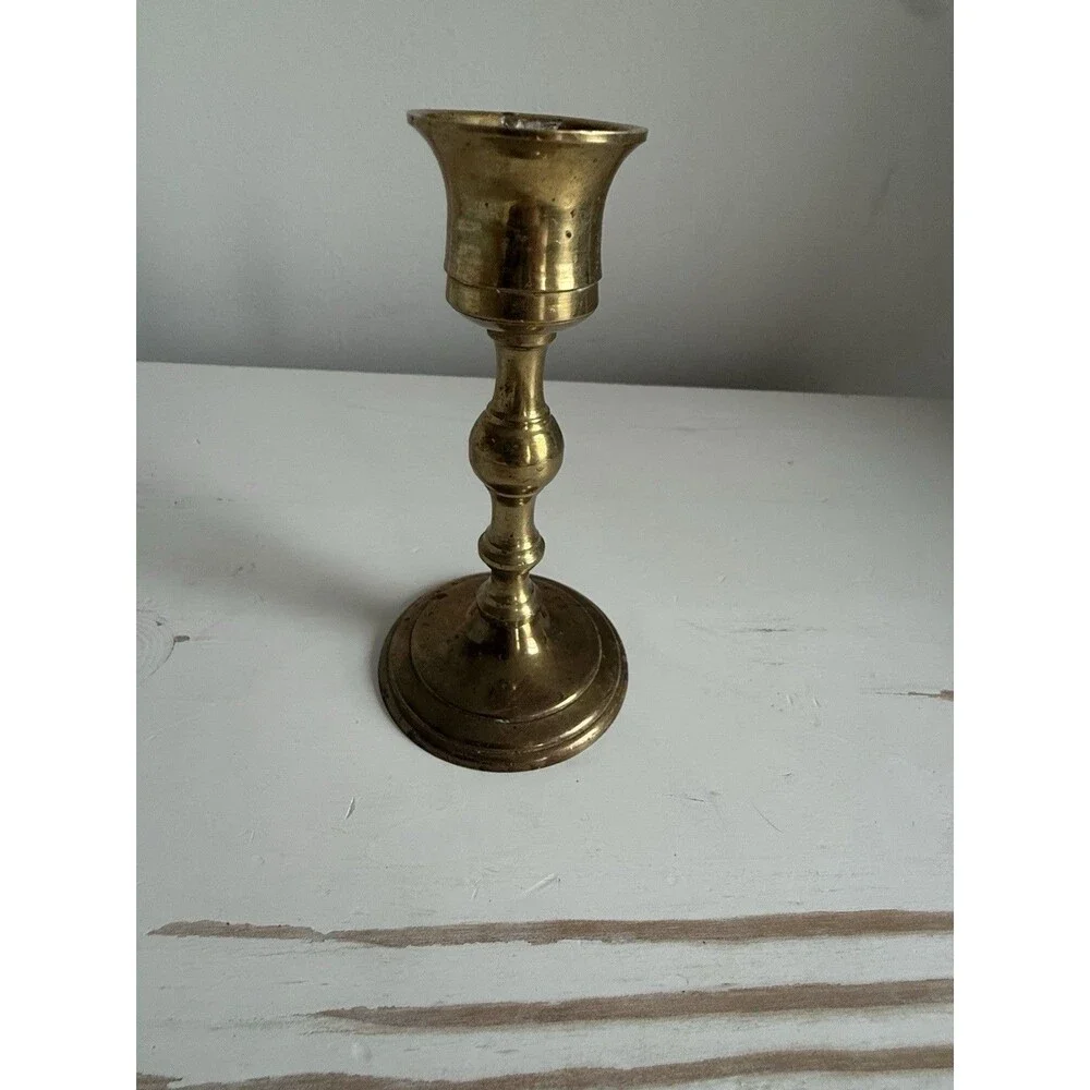 ✿ Vintage Solid Brass Candlestick Holder Small Classic Taper Candle Decor